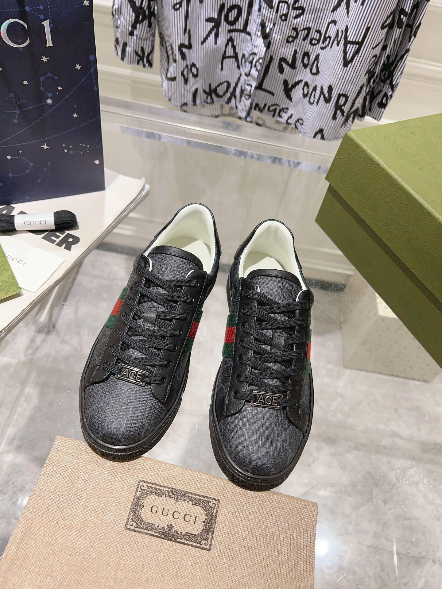 GCI Ace GG Crystal Canvas Black Sneakers-066 Designer Sneakers