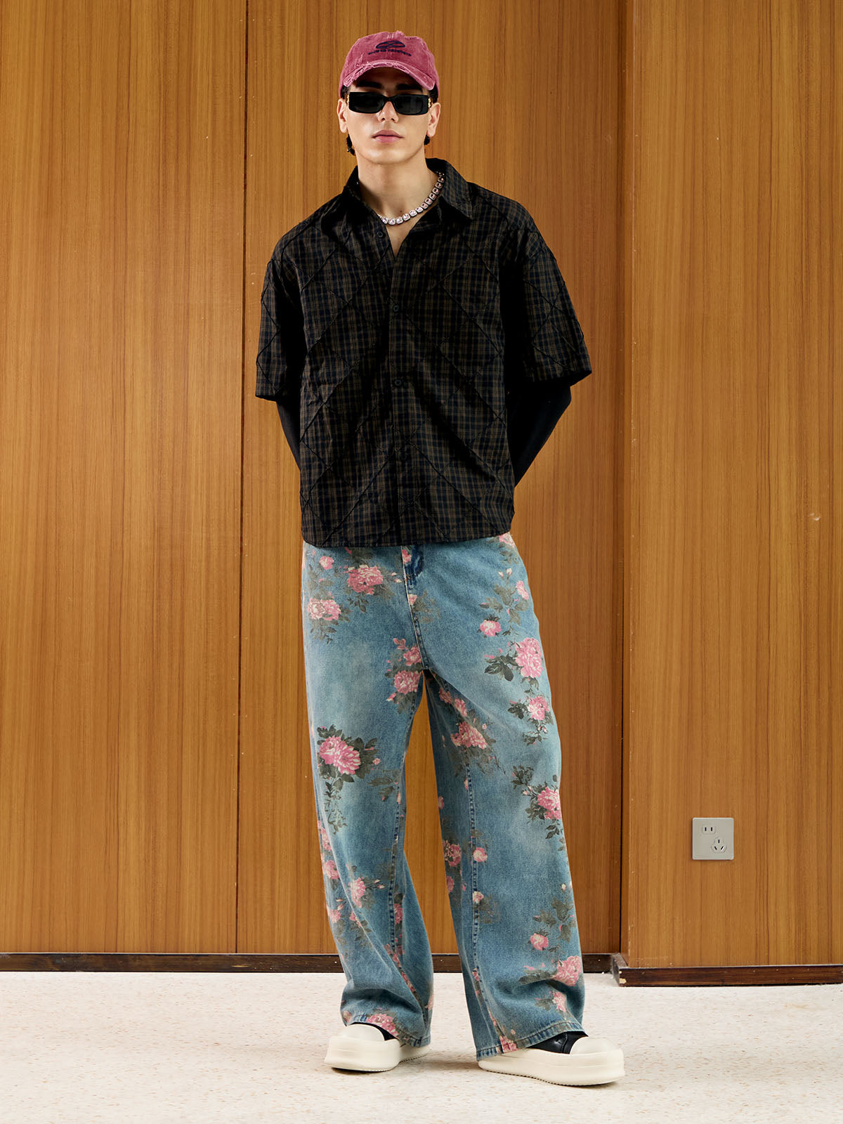 Goatlv Floral Print Straight Jeans - 2409 - Goatlv