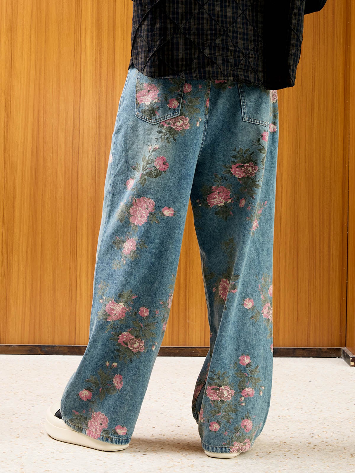 Goatlv Floral Print Straight Jeans - 2409 - Goatlv