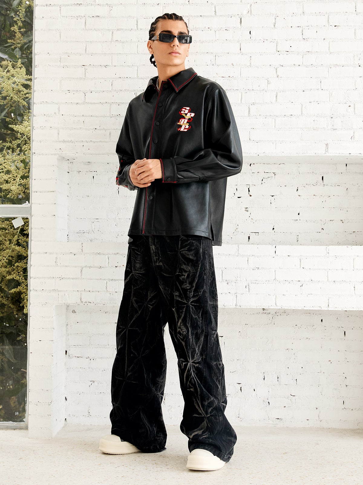 Heavy Washed Distressed Pleated Baggy Jeans - 2282 - Goatlv