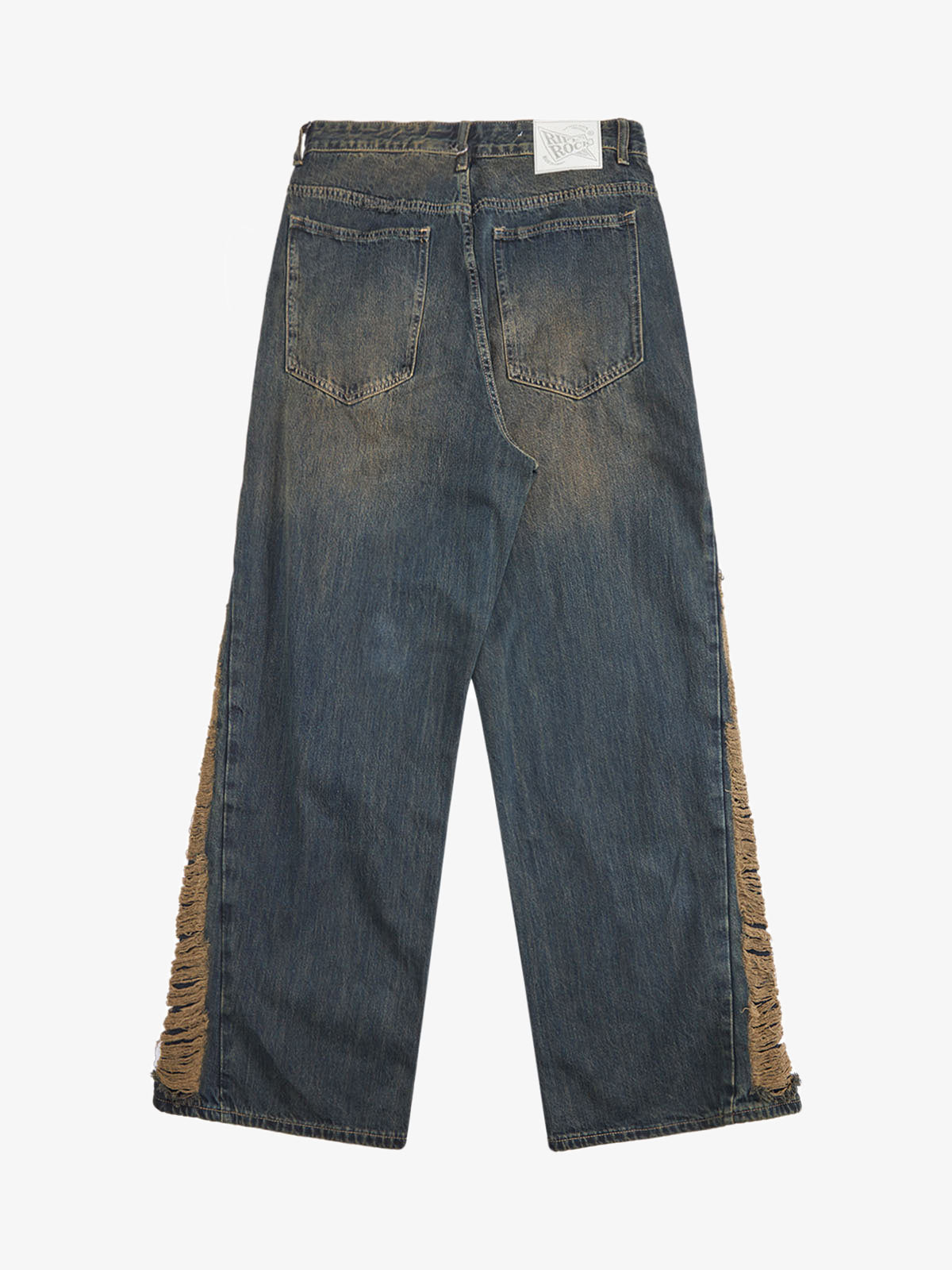 Washed Distressed 'Who Cares You' Print Straight Jeans - 2367 - Goatlv