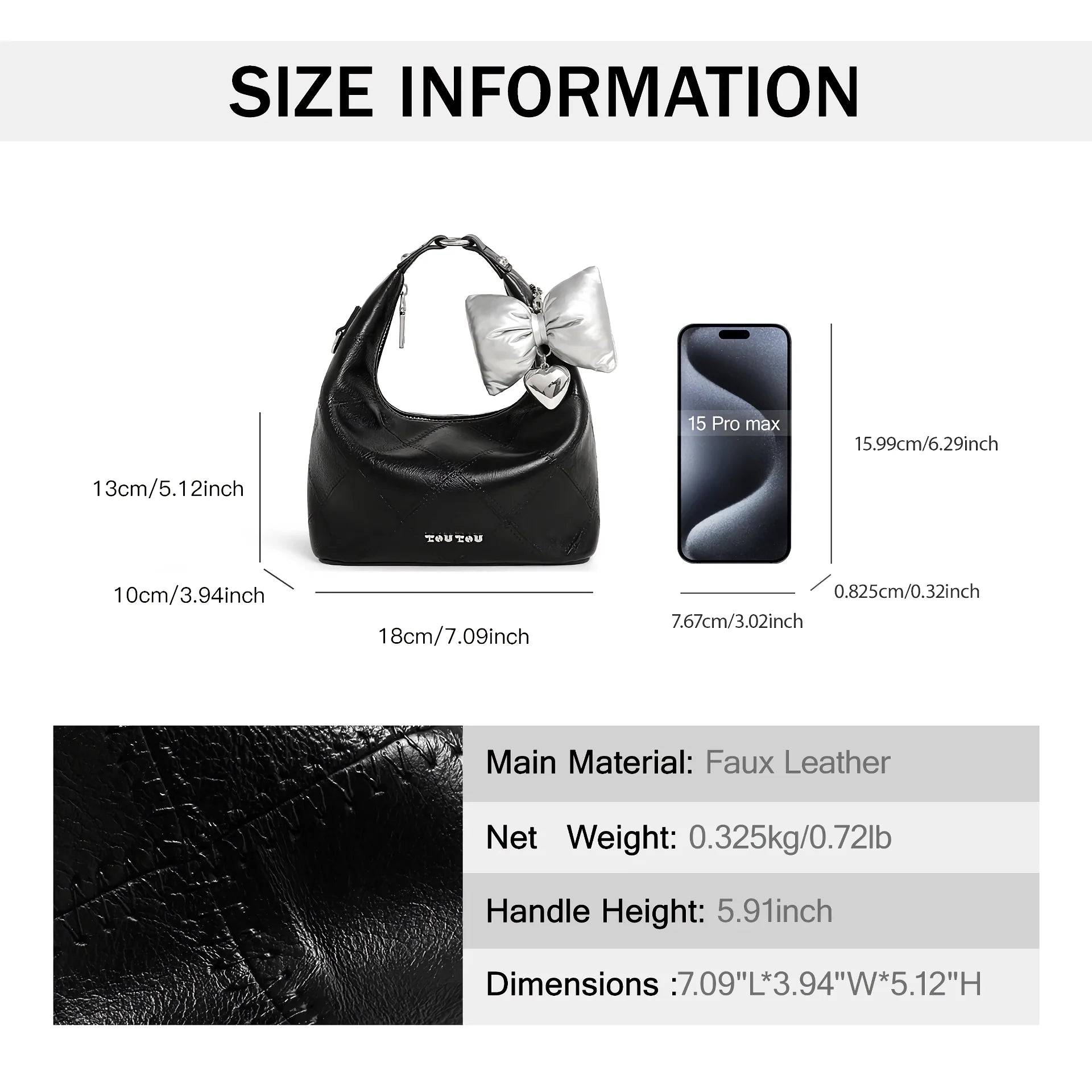 Versatile Women’s Diamond Grid Tote Bag with Butterfly Bow Pendant Trendha