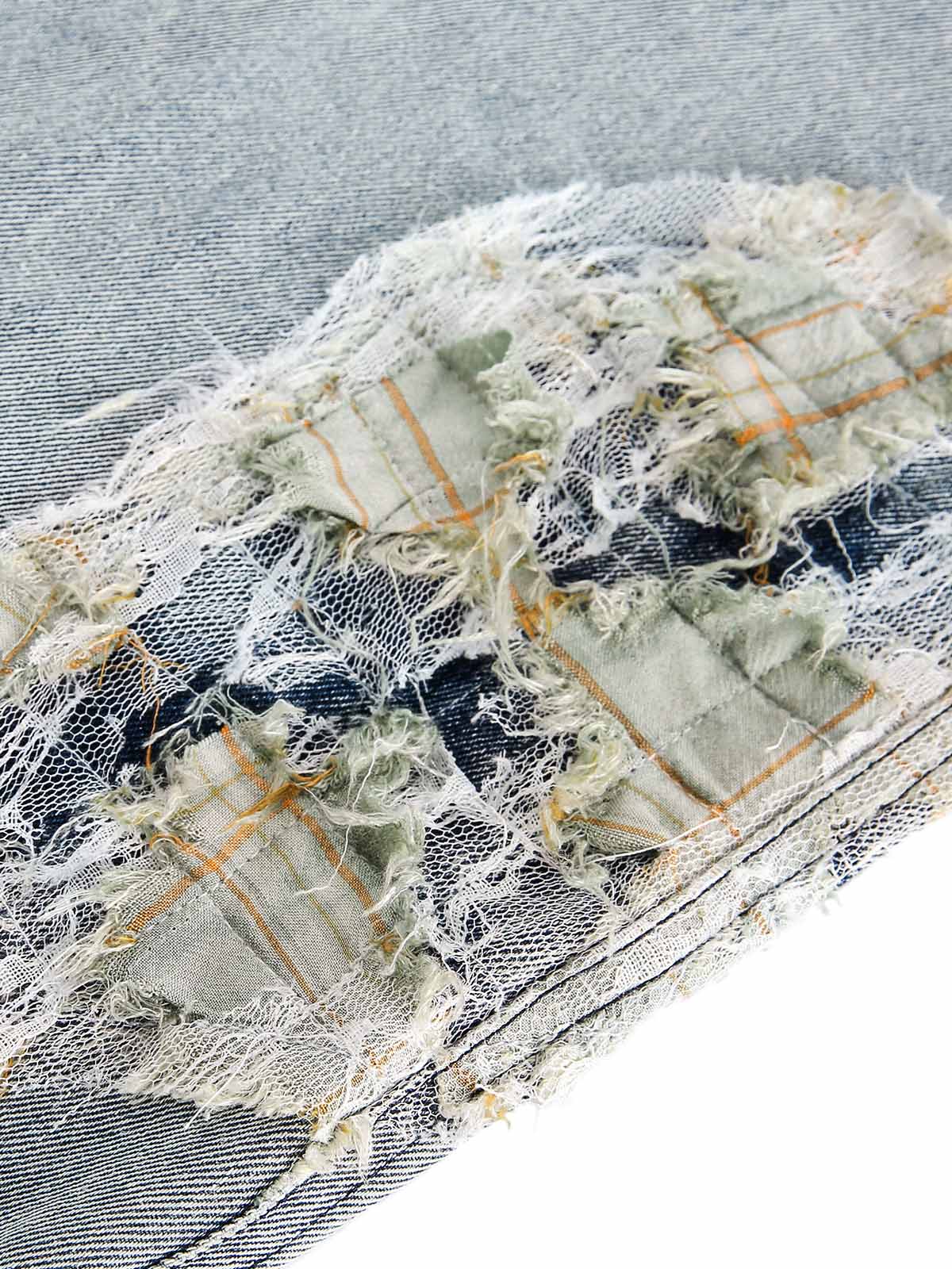 Ripped Lace Patchwork Straight Jeans - Goatlv