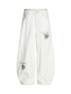 Embroidered Floral Patches Barrel Jeans - Goatlv