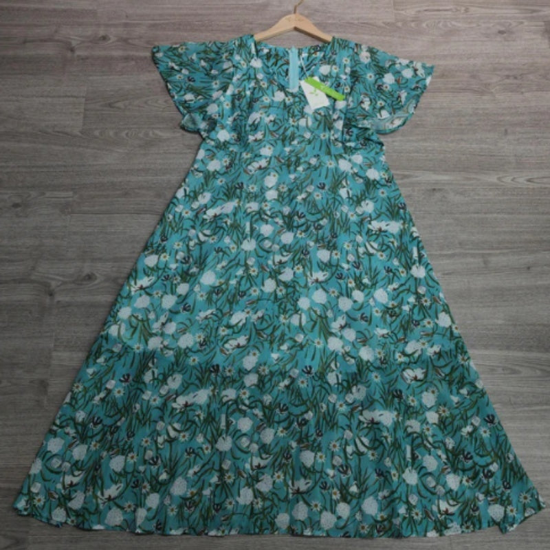 New Summer Large Swing Short Sleeve Printing Pocket Dress Nyzzle