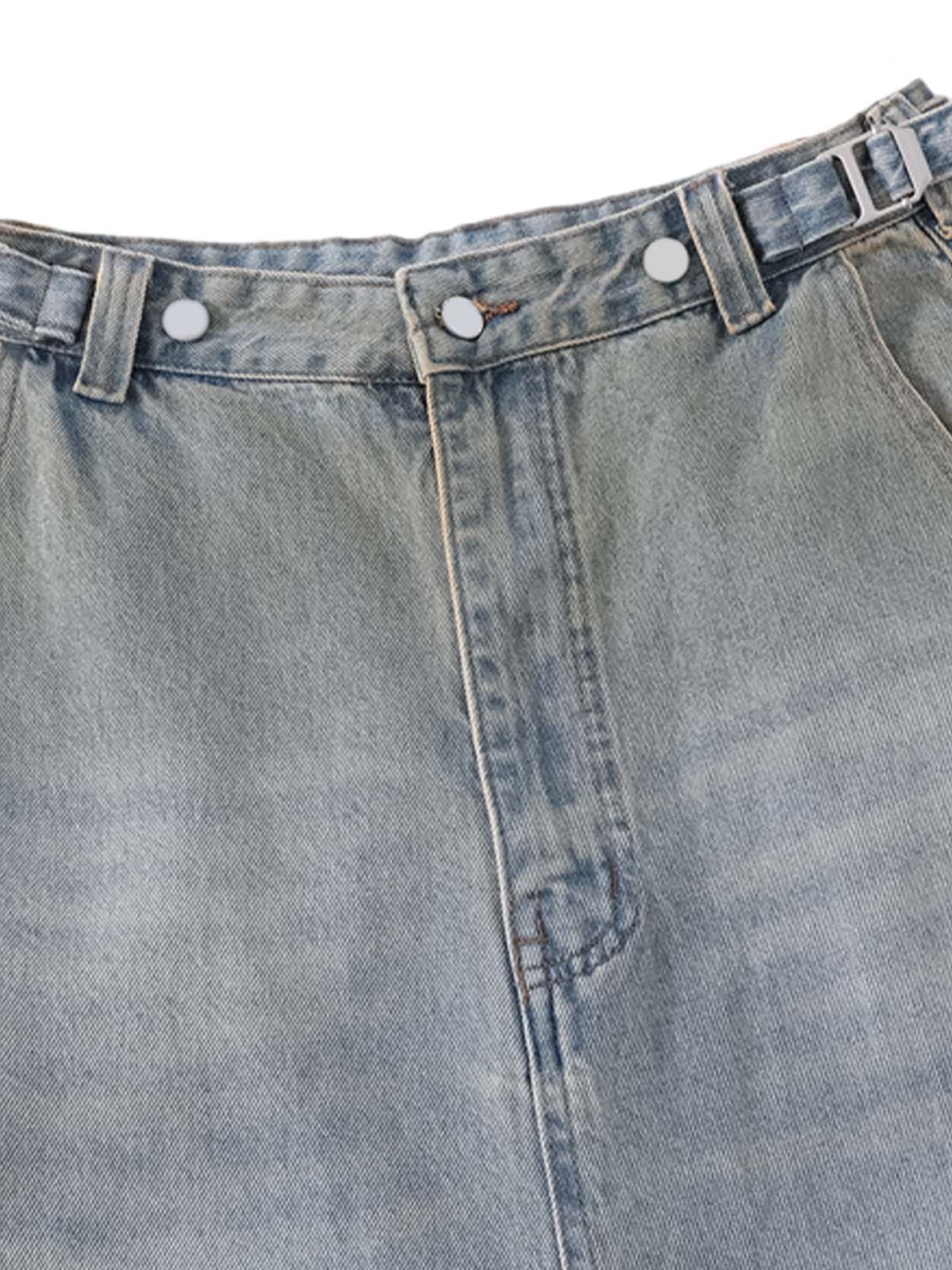 Distressed Washed Detachable Jeans - Goatlv
