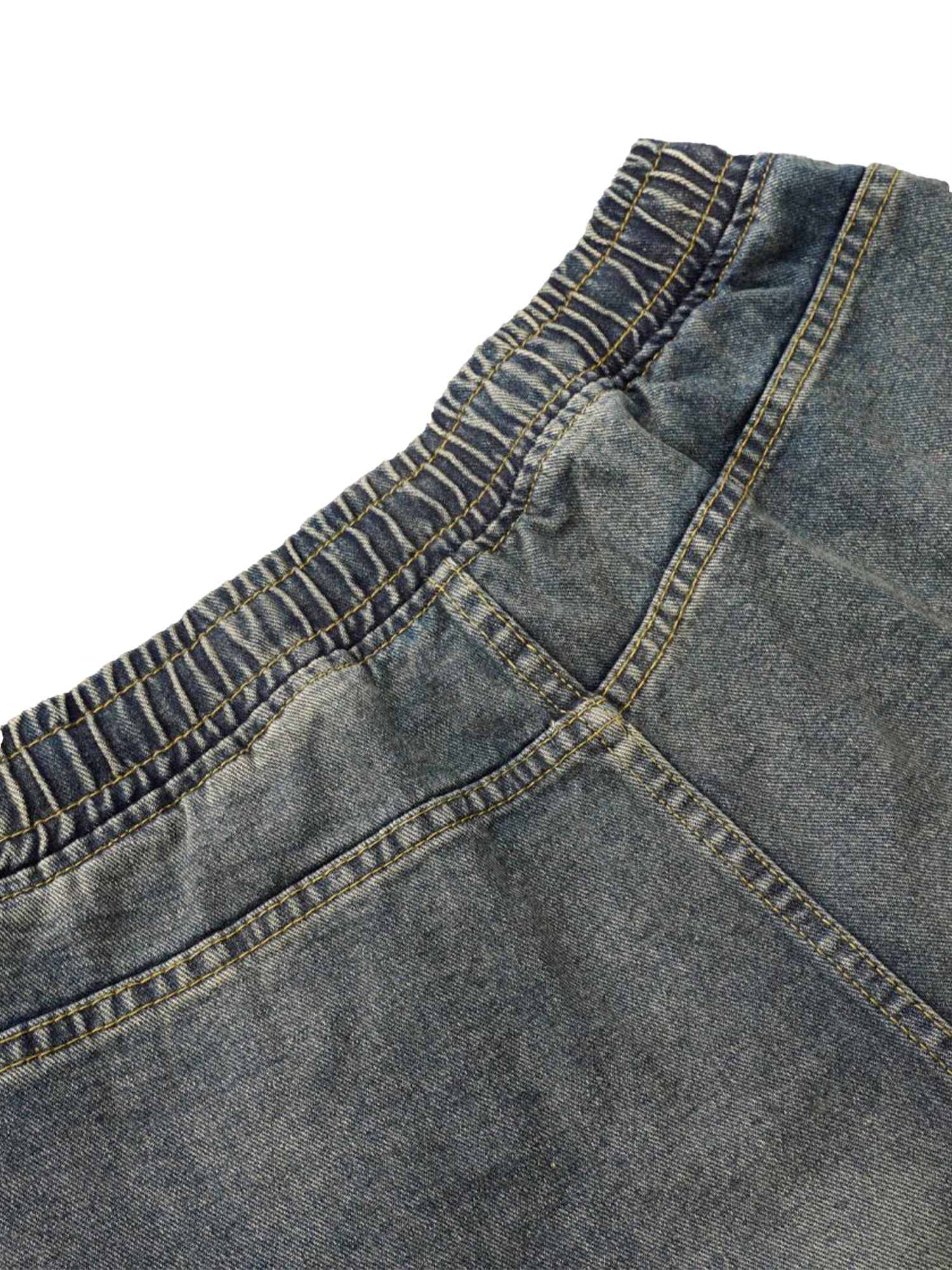 Washed Distressed Split Drawstring Barrel Jeans - Goatlv