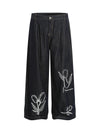 Vintage Graffiti Floral Print Jeans - Goatlv