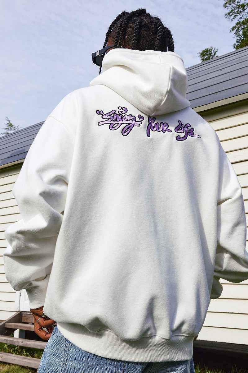 Zip-Up Hoodie With Enjoy Your Life Print