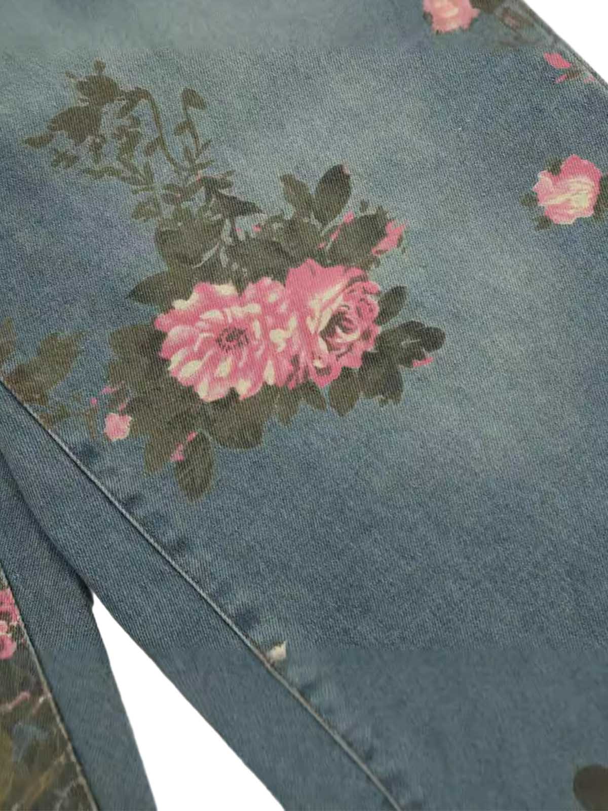 Goatlv Floral Print Straight Jeans - 2409 - Goatlv