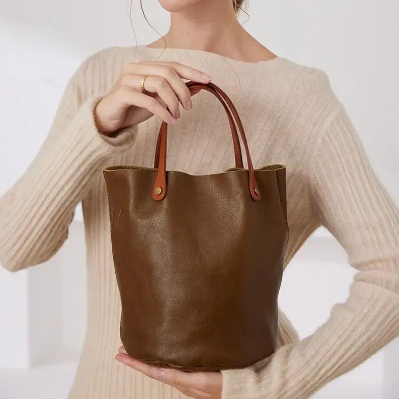 Retro Vegetable Tanned Leather Handbag Trendha