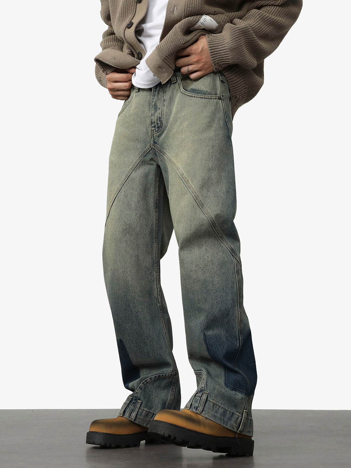 Deconstructed Ankle Loop Straight Jeans - Goatlv