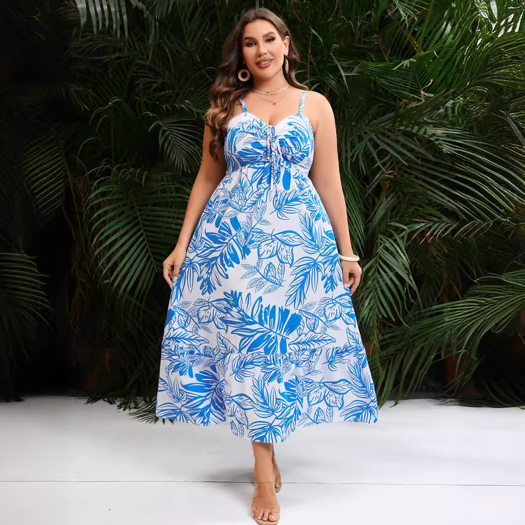 Leaf Print Bohemian Dress Nyzzle