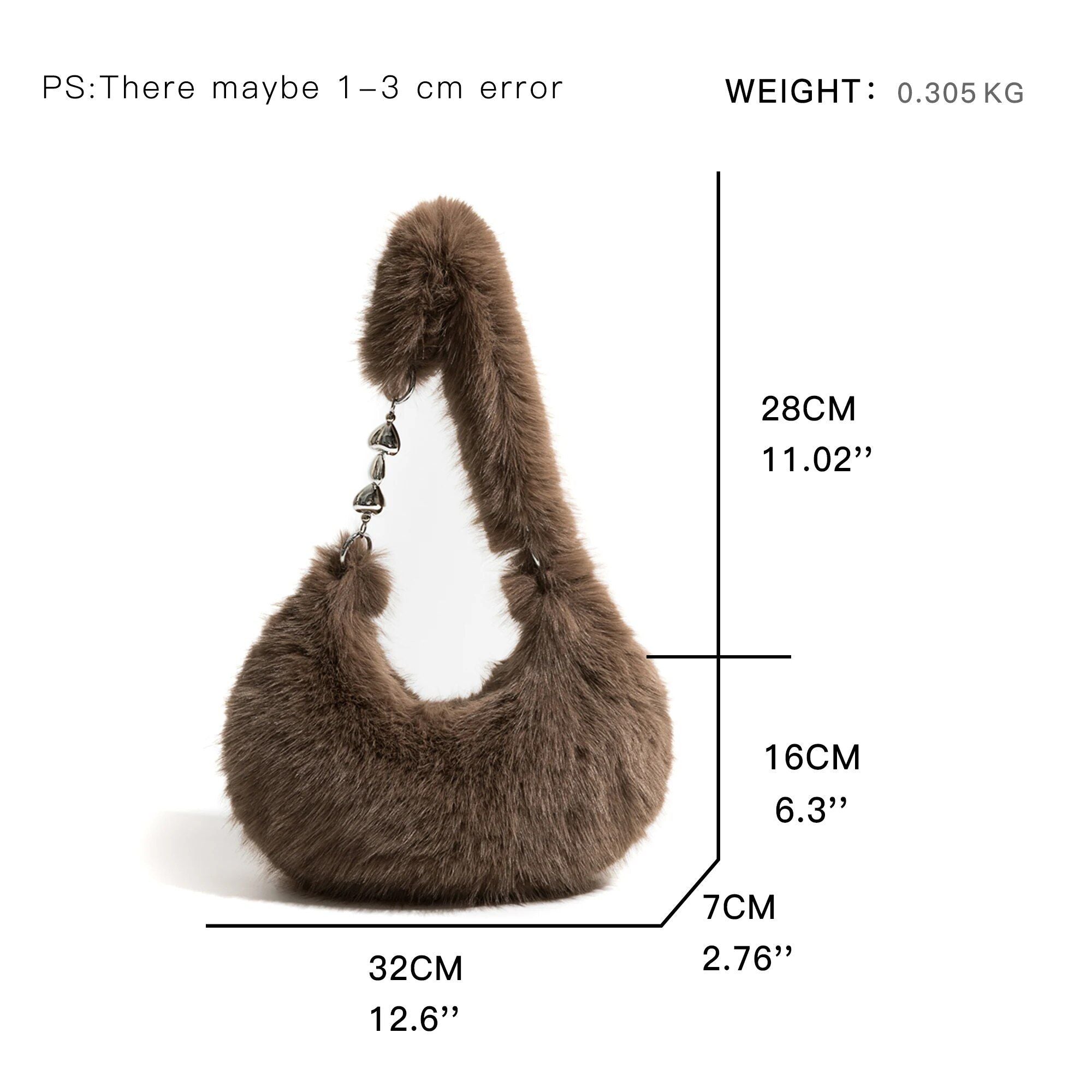 Chic Fuzzy Faux Fur Half Moon Shoulder Bag Trendha
