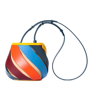 Colorful Striped PU Leather Bucket Handbag Trendha