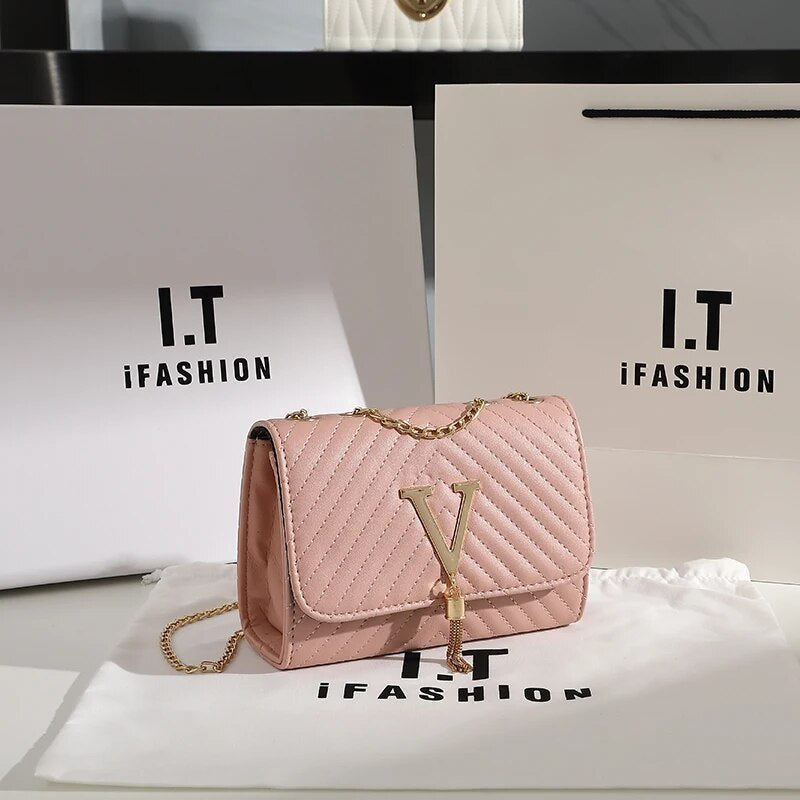 Luxury Embroidered Crossbody Bag with Sequined Tassel Trendha