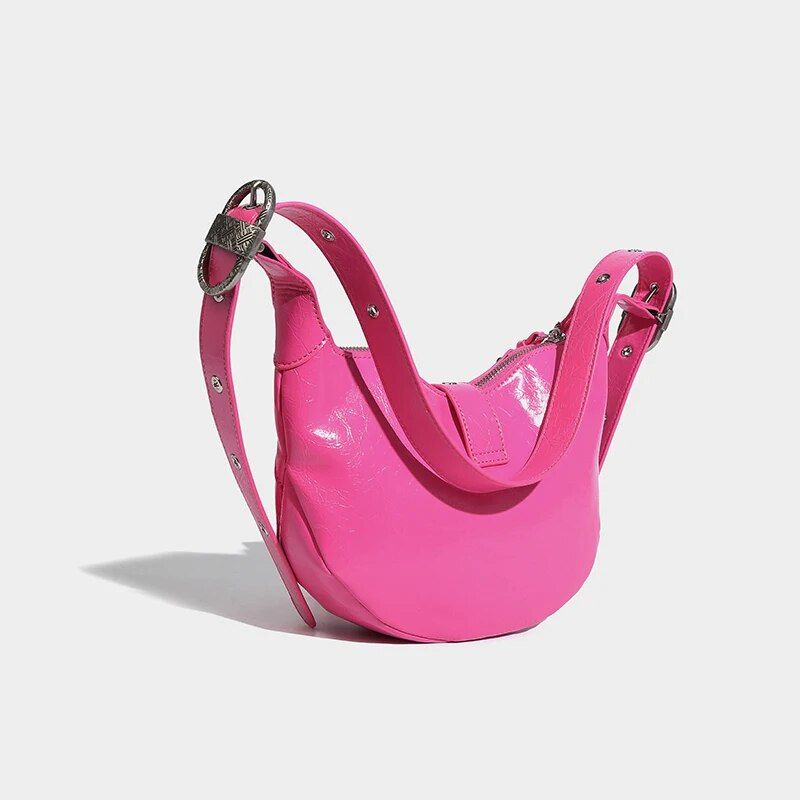Pink Punk Luxury Leather Sling Crossbody Daypack Trendha