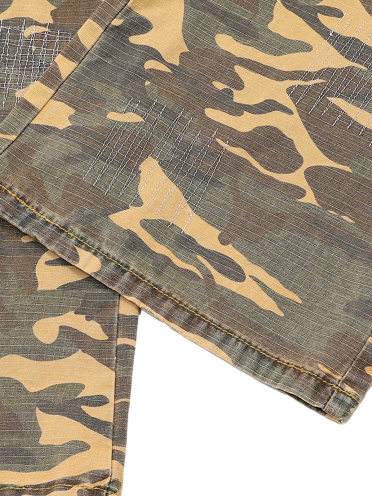 Distressed Camouflage Patchwork Jeans - Goatlv