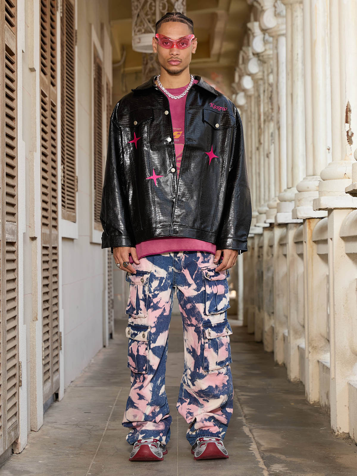 Goatlv Tie-dye Waste Style Camouflage Cargo Jeans - Goatlv