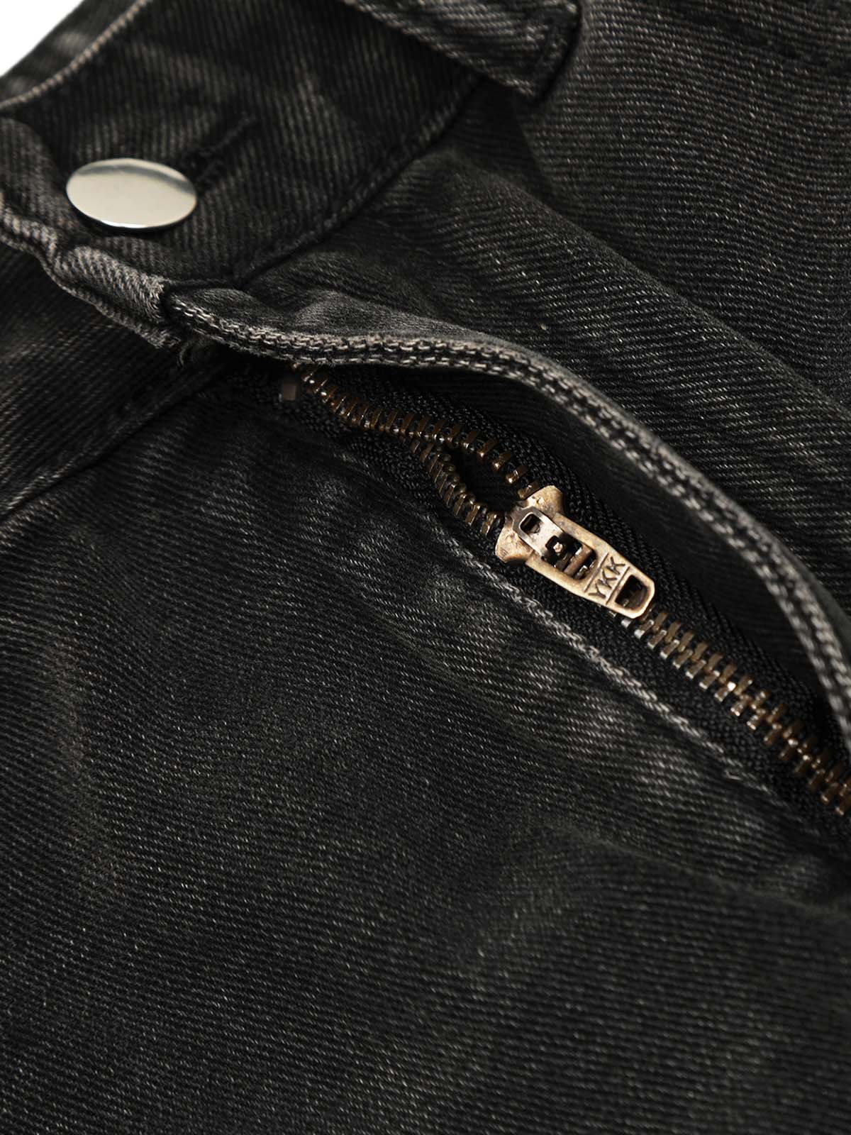 Washed Distressed Multi-pocket Straight Cargo Jeans - Goatlv