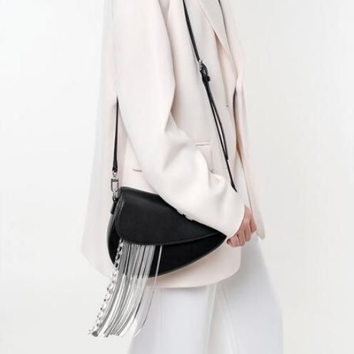 Luxury Leather Tassel Crossbody Saddle Bag for Women Trendha