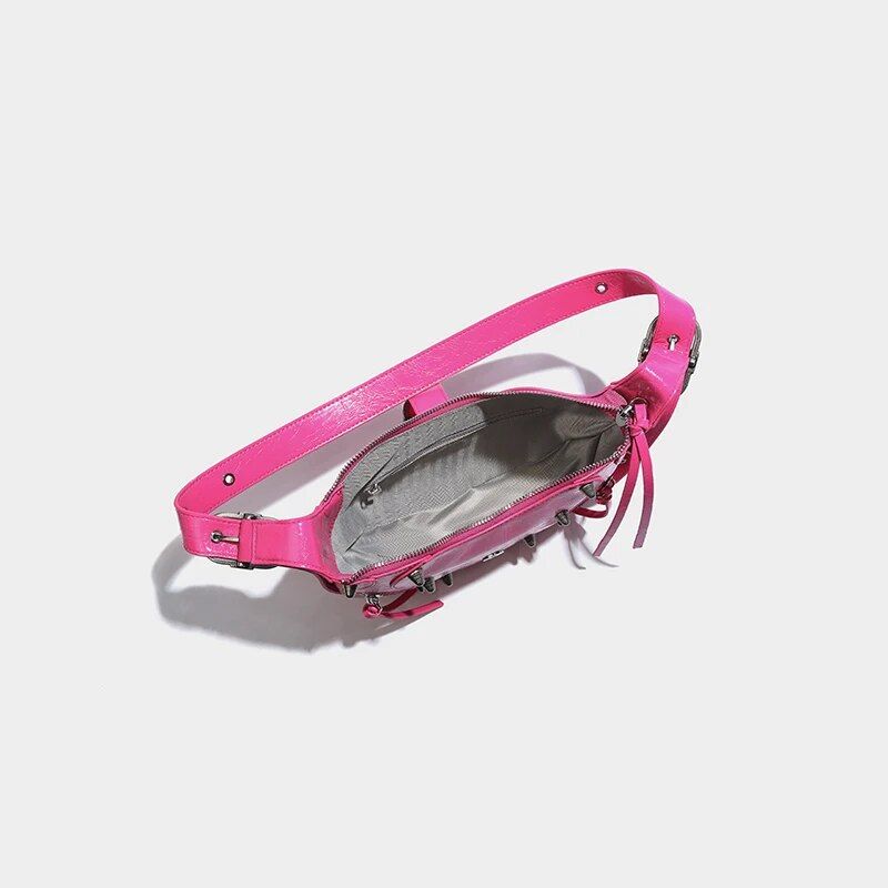Pink Punk Luxury Leather Sling Crossbody Daypack Trendha