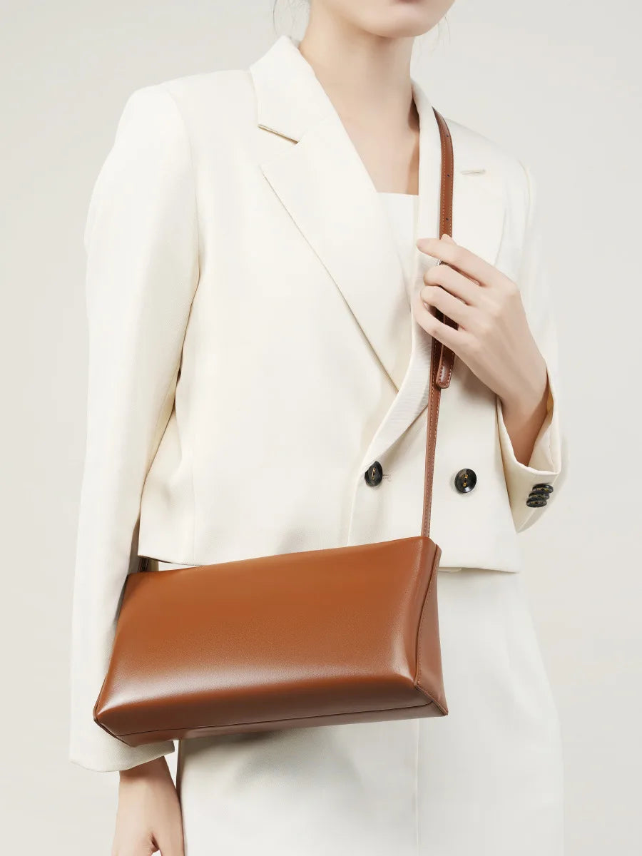 Vintage Genuine Leather Baguette Shoulder Bag for Women Trendha