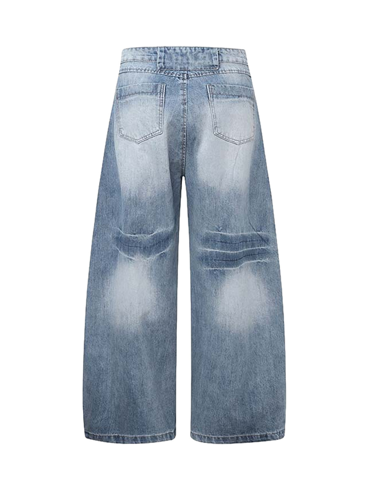 Distressed Washed Deconstructed Barrel Jeans - Goatlv