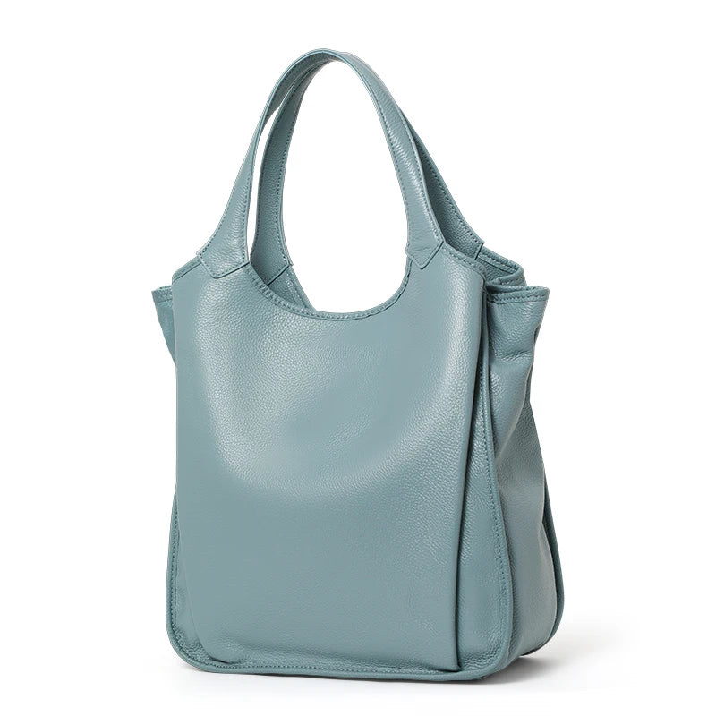 Genuine Leather Large-Capacity Tote Bag - Minimalist Cowhide Shoulder Handbag Trendha