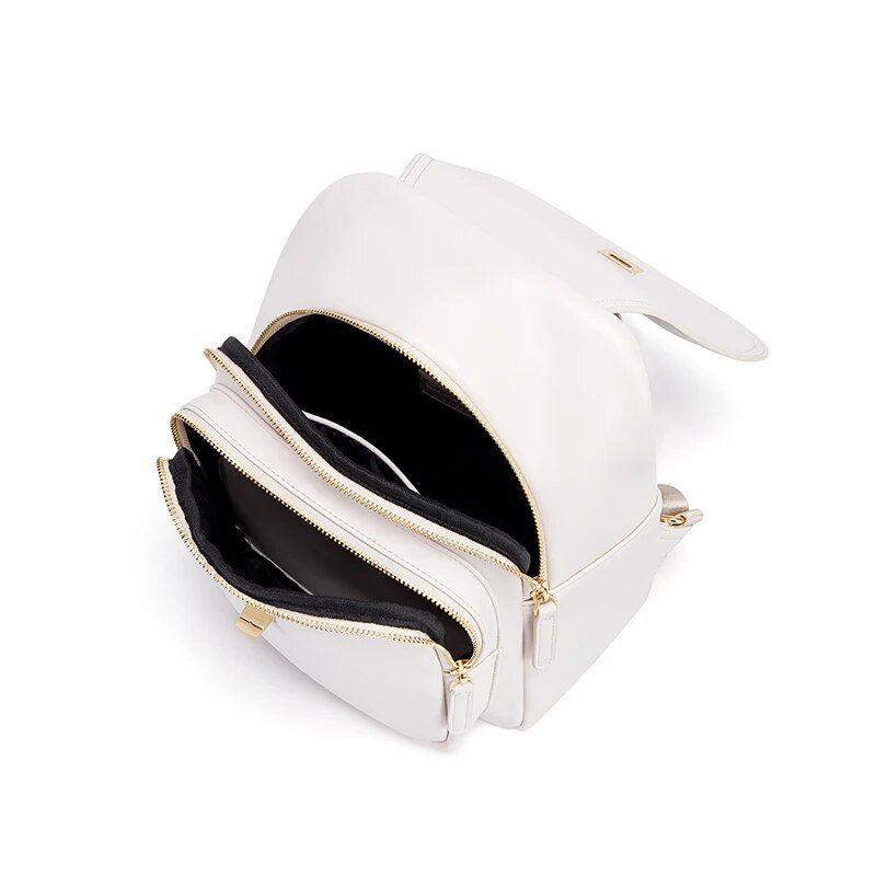 Trendy Off-white Leather Backpack for Women Trendha
