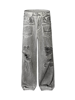 Goatlv Washed Ripped Baggy Jeans - Goatlv