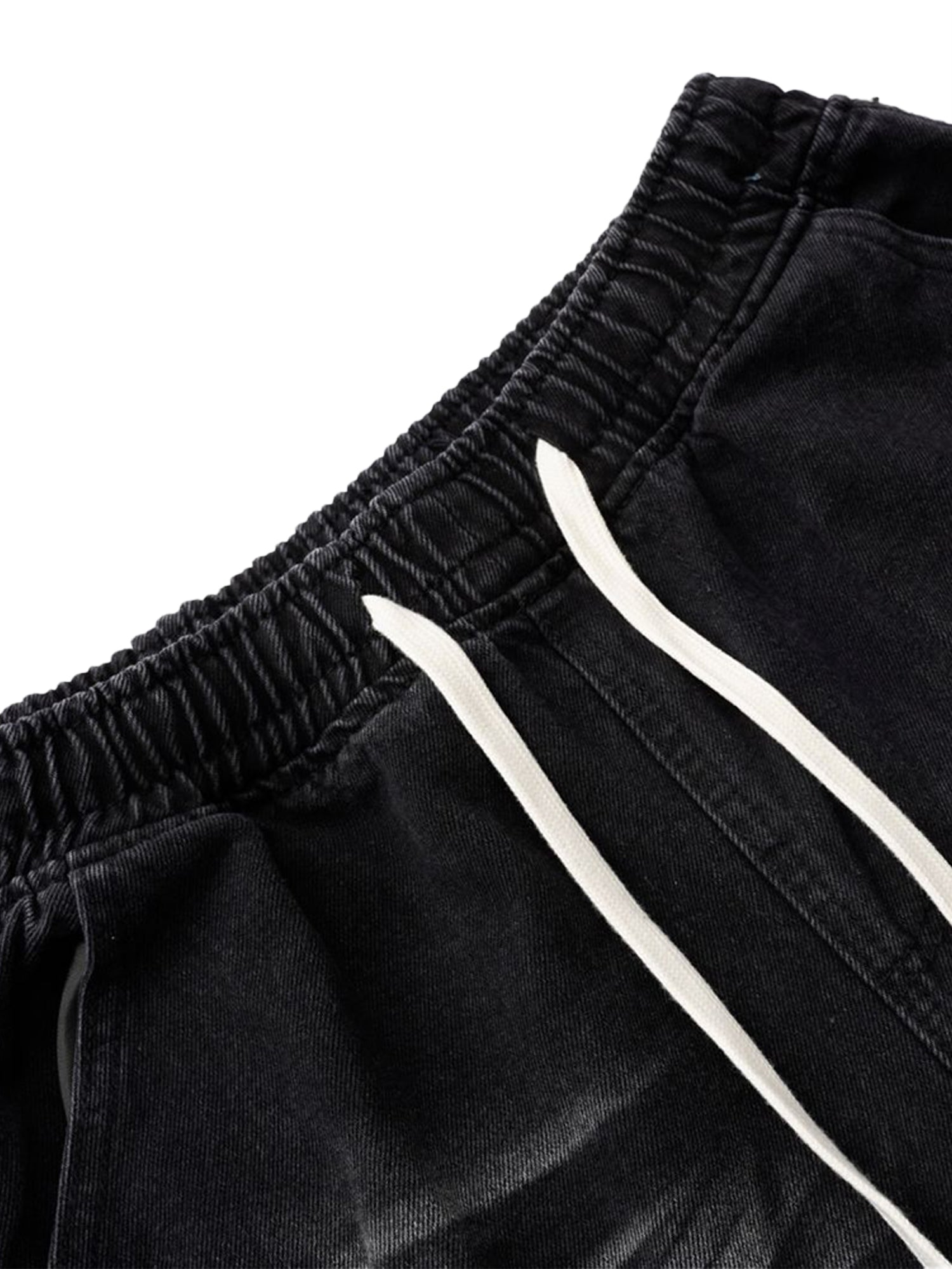 Distressed Raw Edge Cargo Drawstring Barrel Jeans - Goatlv
