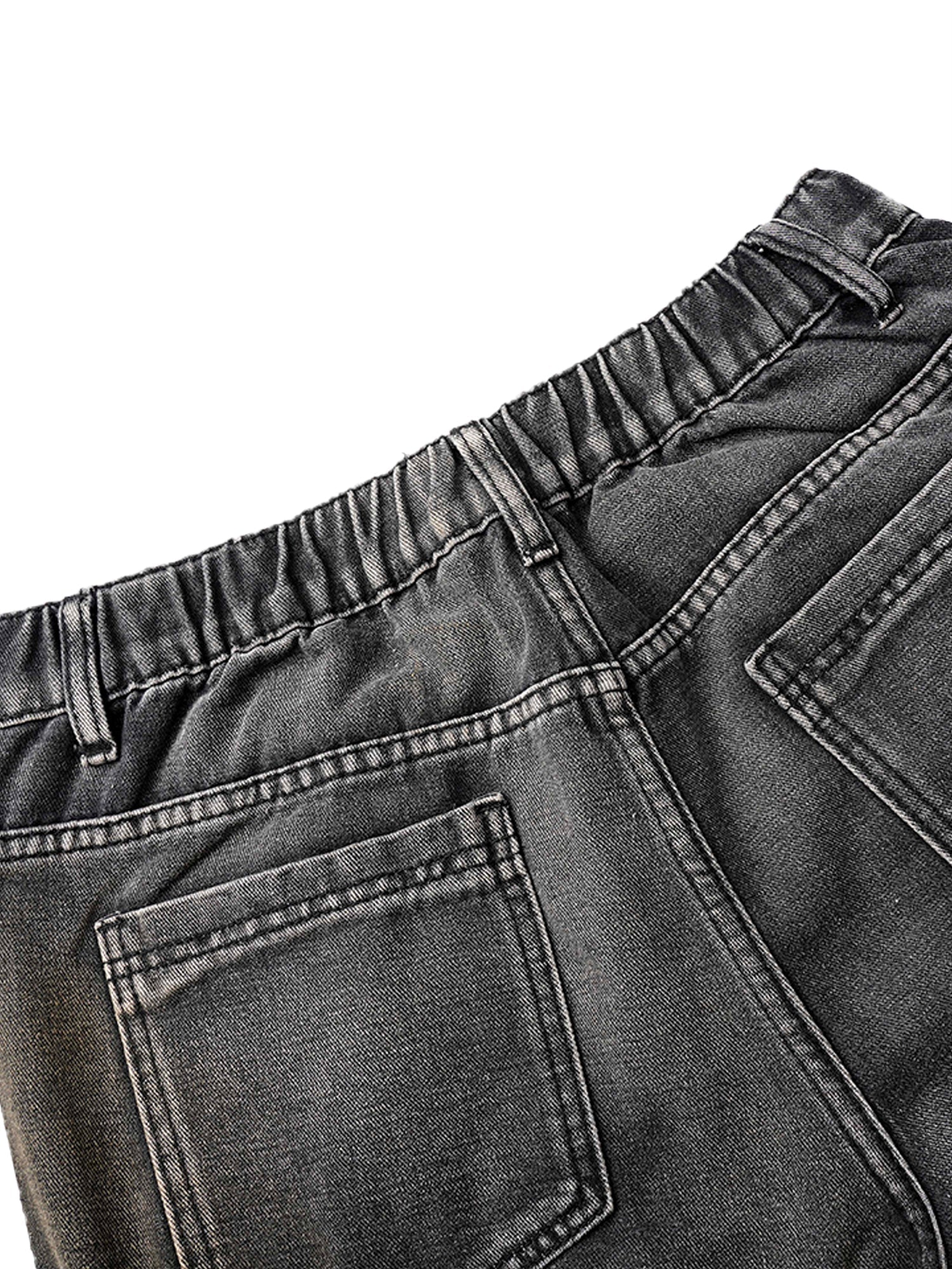Washed Distressed Pleated Cargo Jeans - Goatlv