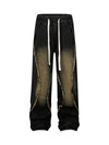 Washed Distressed Raw Edge Drawstring Jeans - Goatlv
