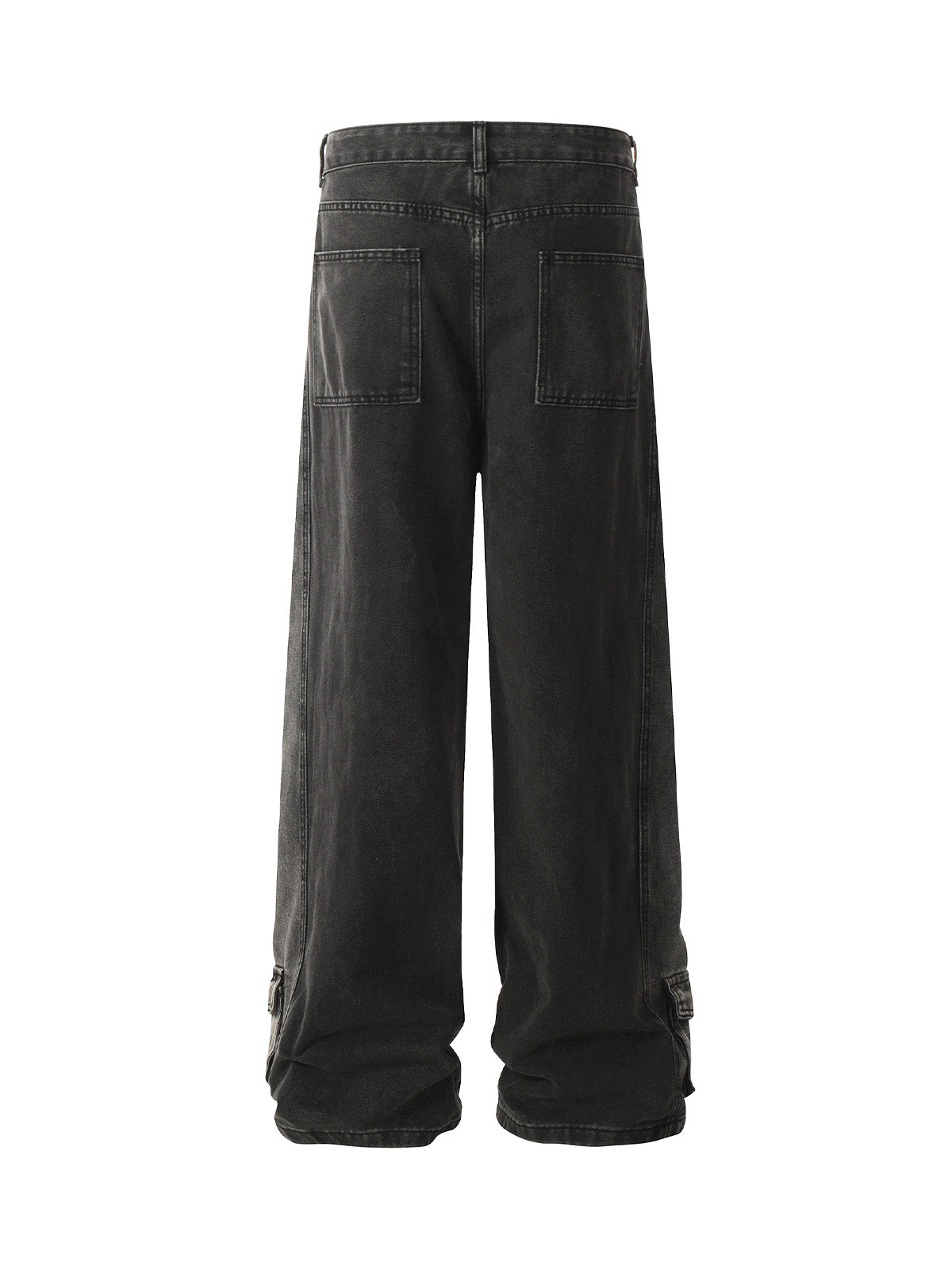 Washed Distressed Multi-pocket Straight Cargo Jeans - Goatlv