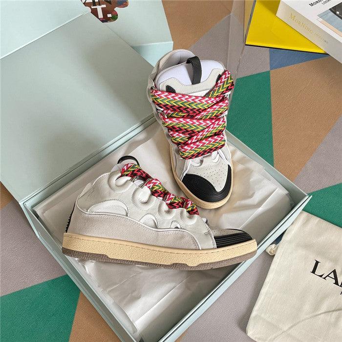 Premium Women Leather Curb Sneaker white Luxury Snickers