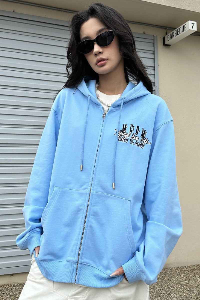Zip-Up Hoodie With Enjoy Your Life Print