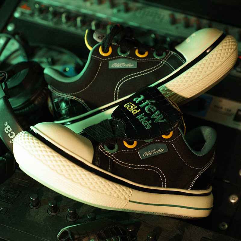Canvas Platform Sneakers Black Green