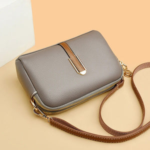 Luxury Genuine Leather Crossbody Bag for Women - Soft Cowhide Messenger Bag with Elegant Flap Closure Trendha
