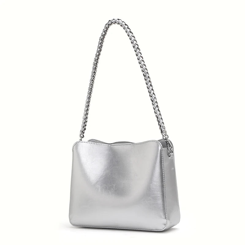 Stylish Chain Shoulder Bag – Cowhide Square Underarm Bag Trendha
