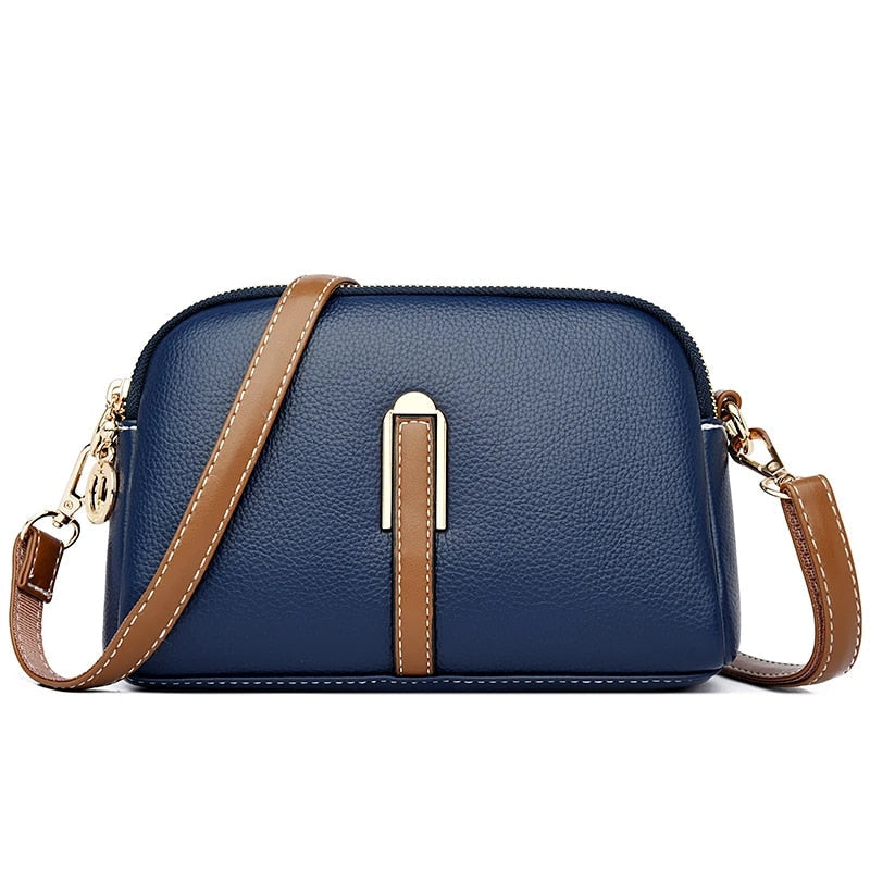 Luxury Genuine Leather Crossbody Bag for Women - Soft Cowhide Messenger Bag with Elegant Flap Closure Trendha