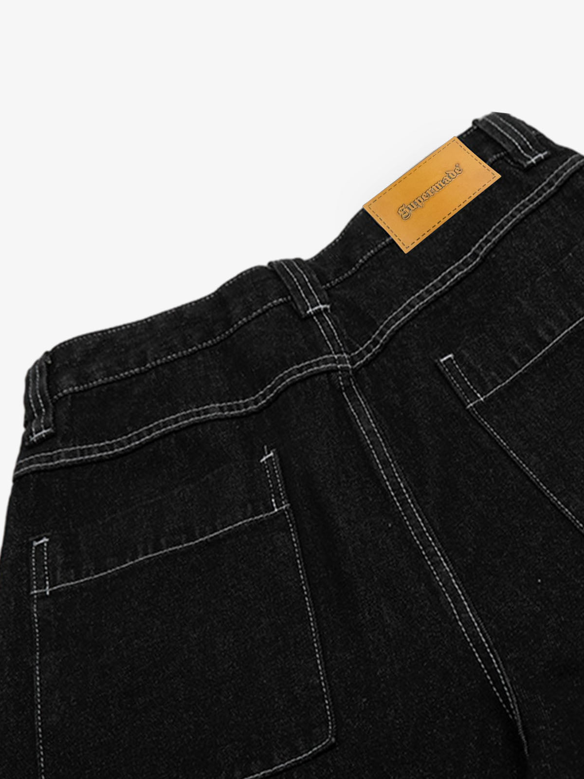 Retro Black Multi-pocket Exposed Raw Edge Cropped Jeans - Goatlv
