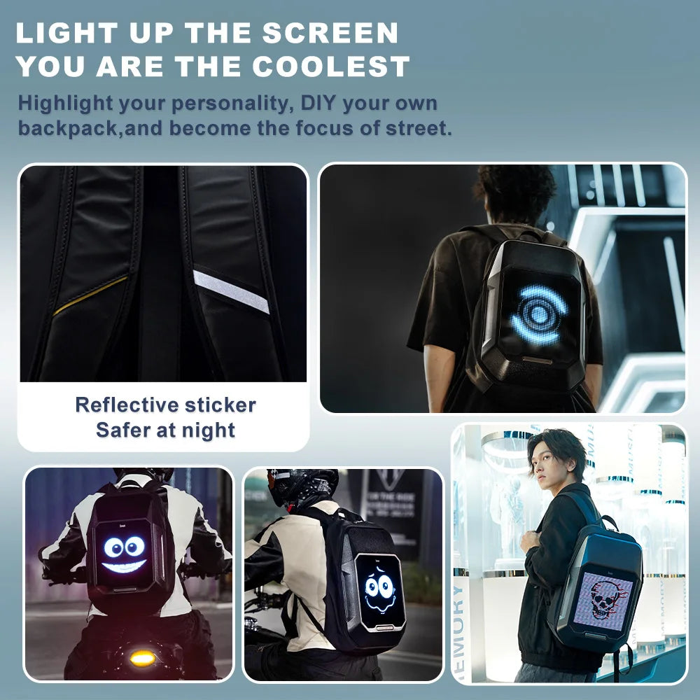 Smart LED Backpack with Pixel Art Display for Business and Travel Trendha