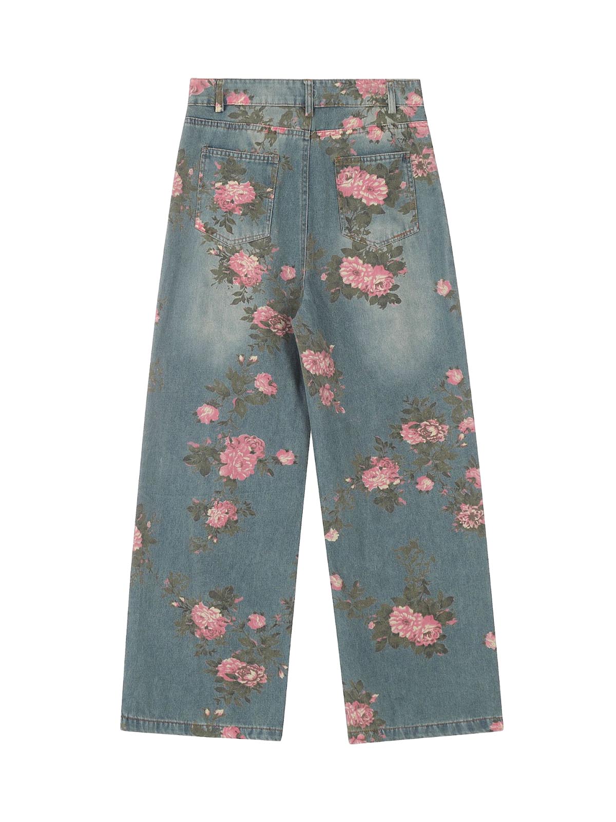 Goatlv Floral Print Straight Jeans - 2409 - Goatlv