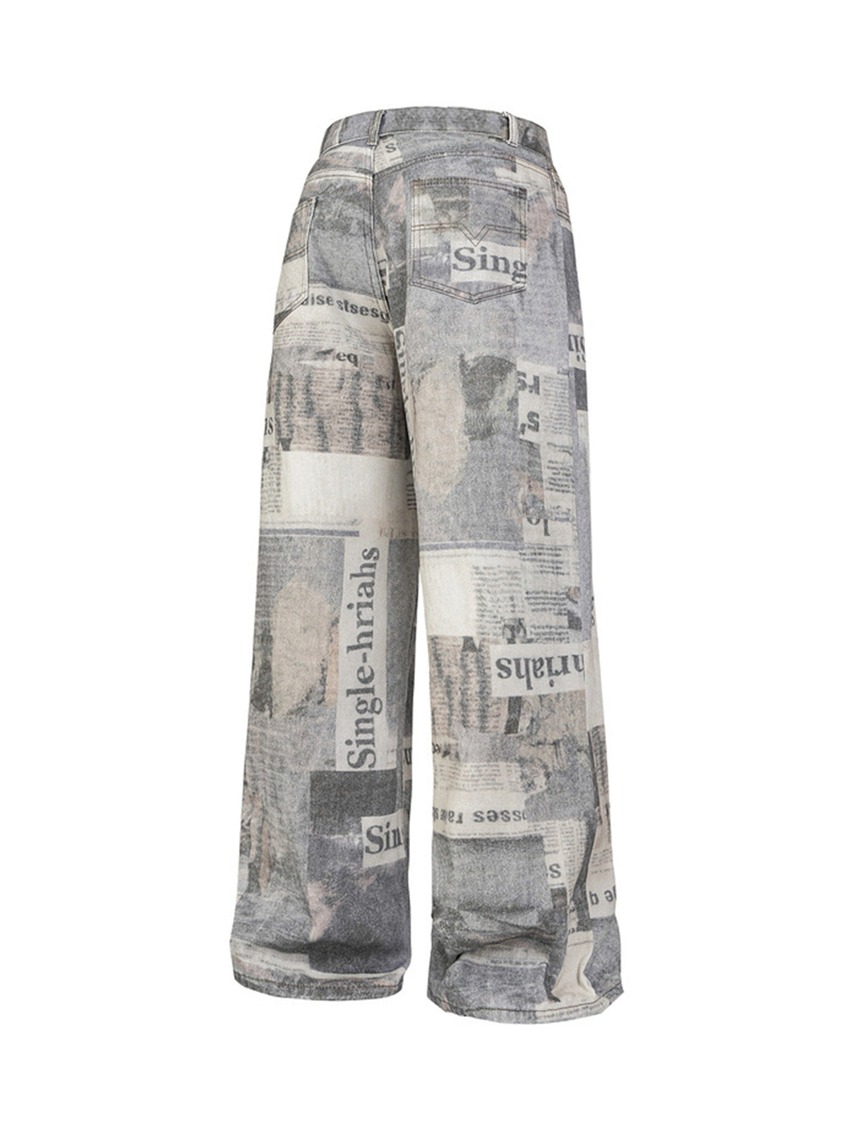 Graffiti Newspaper Baggy Jeans - 2404 - Goatlv