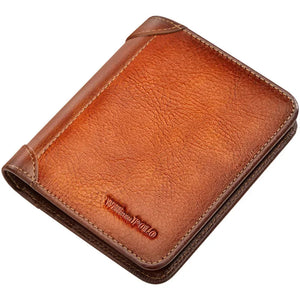 Luxury Genuine Leather Men's Wallet - High Quality Small Card Holder & Retro Pocket Purse Trendha