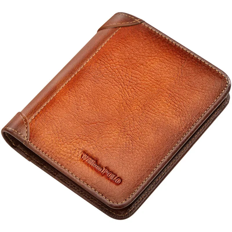 Luxury Genuine Leather Men's Wallet - High Quality Small Card Holder & Retro Pocket Purse Trendha