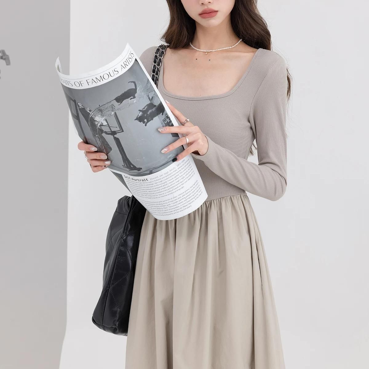 Elegant Square Neck Casual Dress Nyzzle