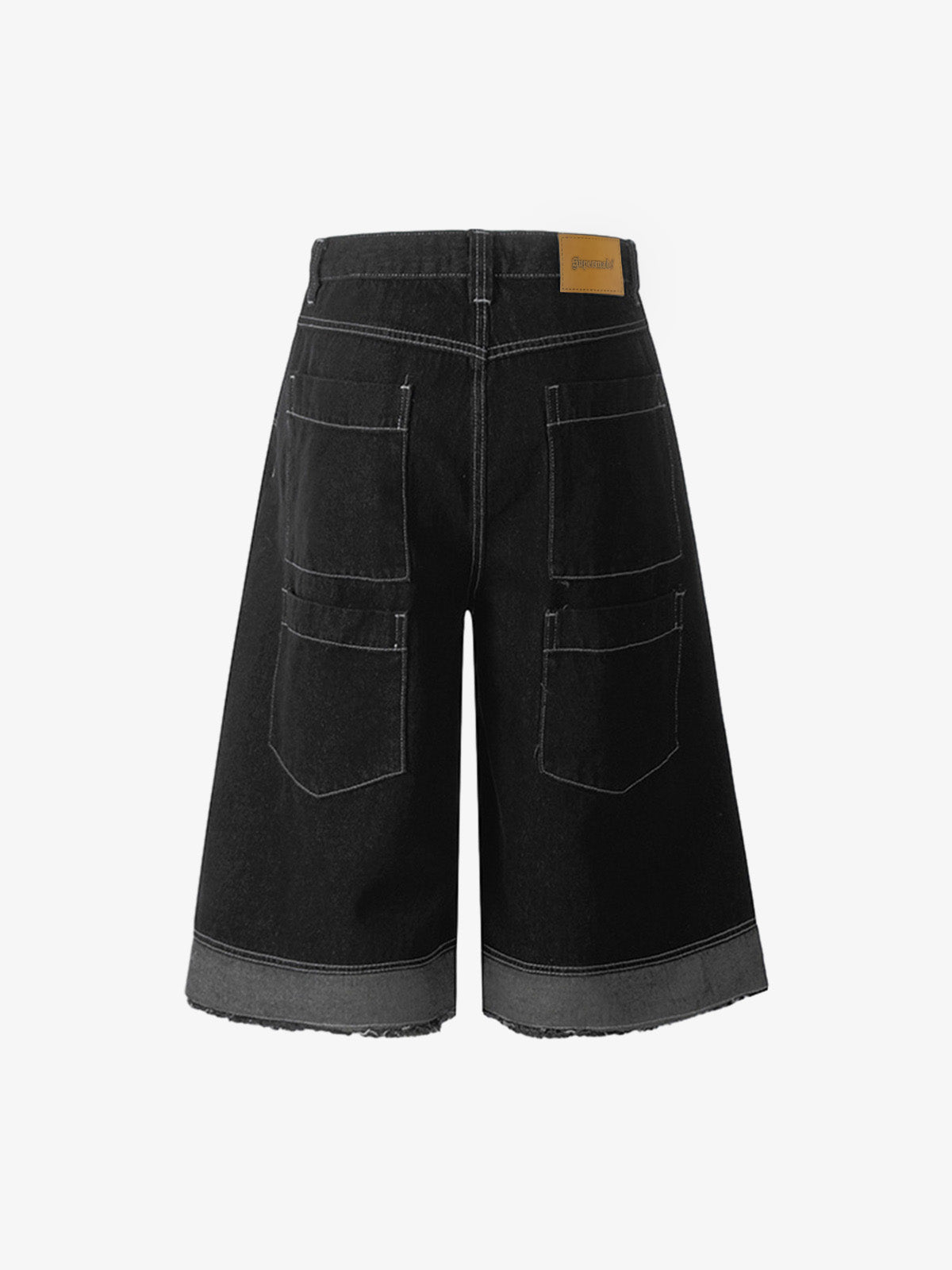 Retro Black Multi-pocket Exposed Raw Edge Cropped Jeans - Goatlv