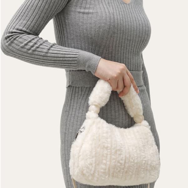 Plush Faux Fur Hobo Handbag Trendha